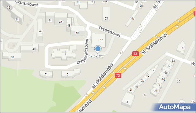 Kielce, Znojkiewiczowej Emilii, 1g, mapa Kielc