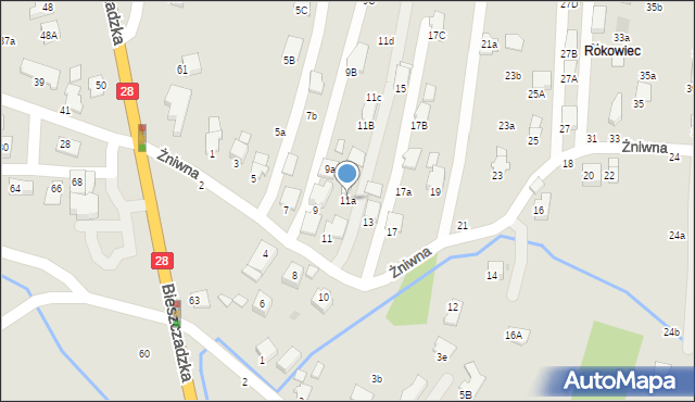 Krosno, Żniwna, 11a, mapa Krosna