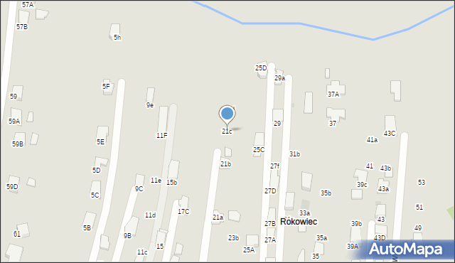 Krosno, Żniwna, 21c, mapa Krosna