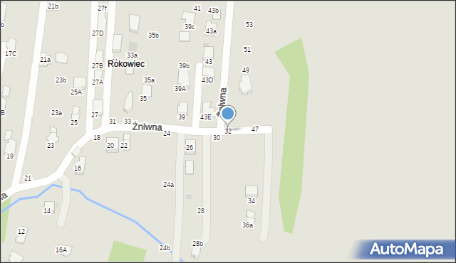 Krosno, Żniwna, 32, mapa Krosna