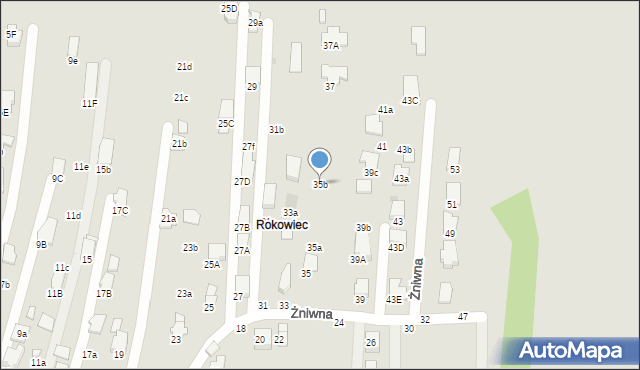 Krosno, Żniwna, 35b, mapa Krosna