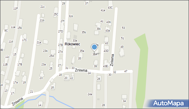 Krosno, Żniwna, 39A, mapa Krosna