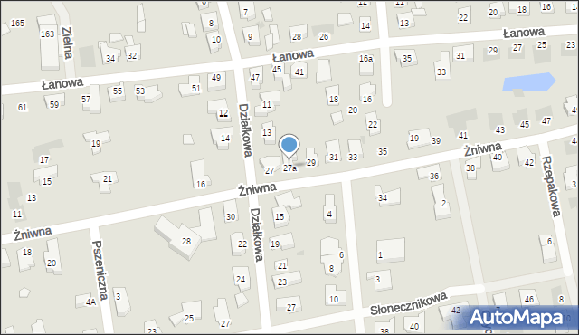 Leszno, Żniwna, 27a, mapa Leszno