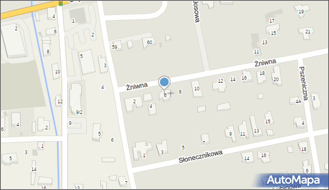 Leszno, Żniwna, 6, mapa Leszno