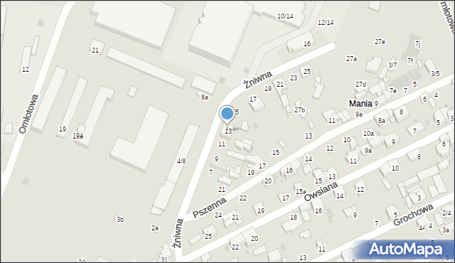 Łódź, Żniwna, 13, mapa Łodzi