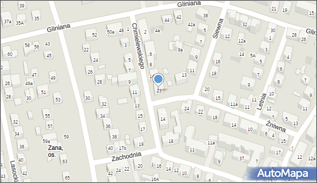 Lublin, Żniwna, 23, mapa Lublina