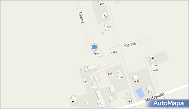 Międzylesie, Żniwna, 13, mapa Międzylesie