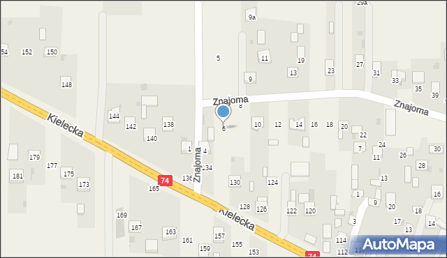 Mniów, Znajoma, 6, mapa Mniów