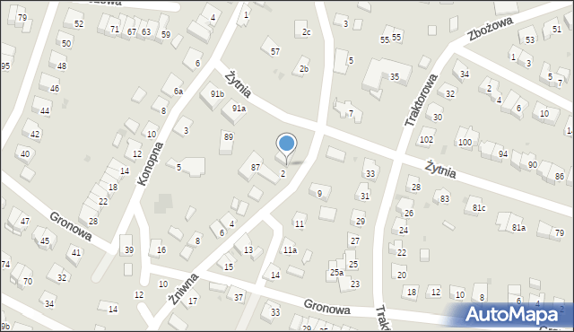 Olsztyn, Żniwna, 2a, mapa Olsztyna