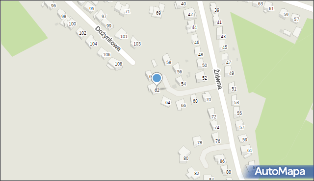 Olsztyn, Żniwna, 62, mapa Olsztyna