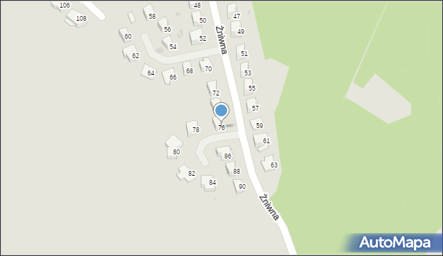 Olsztyn, Żniwna, 76, mapa Olsztyna