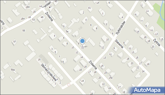 Ostrołęka, Żniwna, 11, mapa Ostrołęka