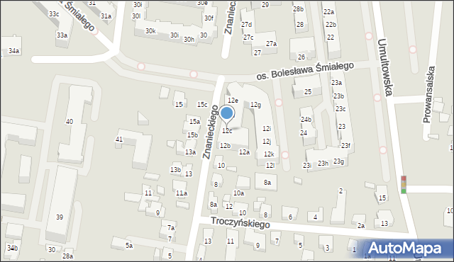 Poznań, Znanieckiego Floriana, 12c, mapa Poznania