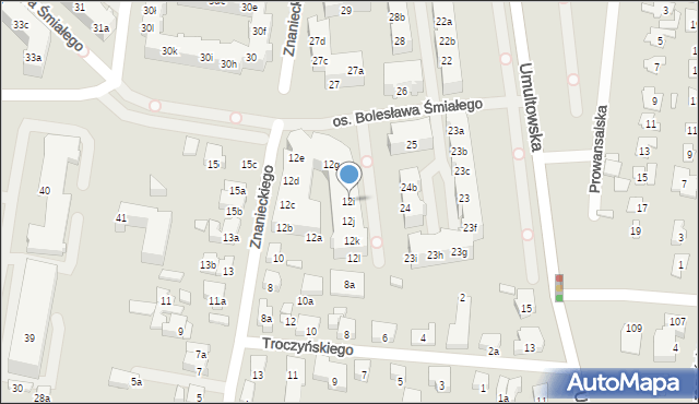 Poznań, Znanieckiego Floriana, 12i, mapa Poznania