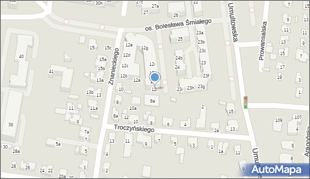 Poznań, Znanieckiego Floriana, 12l, mapa Poznania