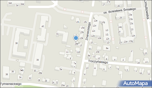 Poznań, Znanieckiego Floriana, 13b, mapa Poznania