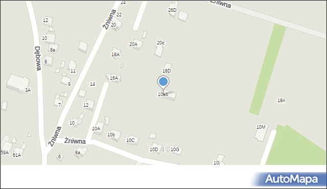 Rybnik, Żniwna, 10eb, mapa Rybnika