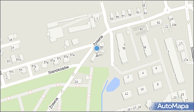 Szczecin, Żniwna, 48, mapa Szczecina