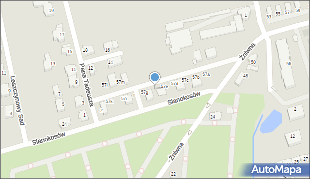 Szczecin, Żniwna, 57f, mapa Szczecina