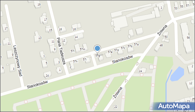 Szczecin, Żniwna, 57g, mapa Szczecina