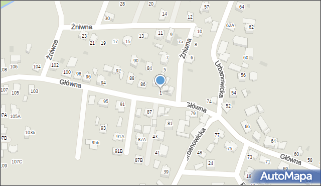 Tychy, Żniwna, 1, mapa Tychów