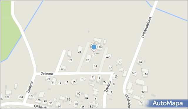 Tychy, Żniwna, 18, mapa Tychów