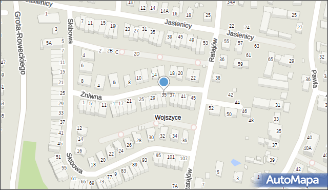 Wrocław, Żniwna, 35, mapa Wrocławia