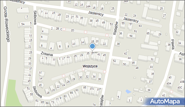 Wrocław, Żniwna, 37, mapa Wrocławia