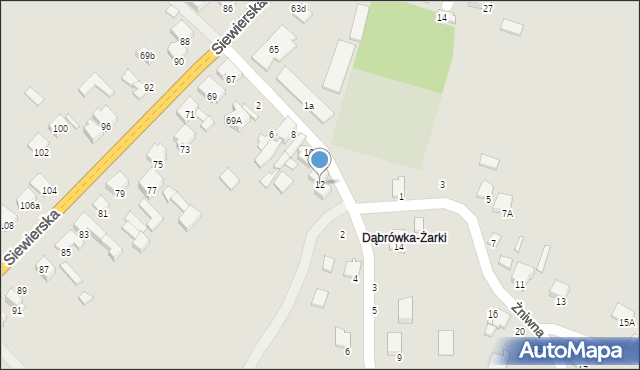 Zawiercie, Żniwna, 12, mapa Zawiercie