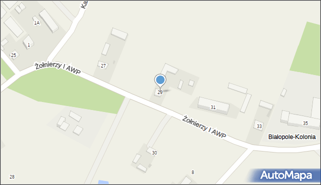Białopole, Żołnierzy I AWP, 29, mapa Białopole