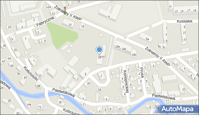 Bogatynia, Żołnierzy II AWP, 18, mapa Bogatynia