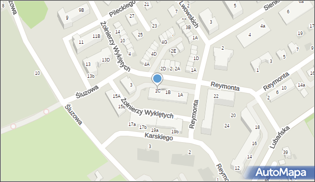 Bolesławiec, Żołnierzy Wyklętych, 1C, mapa Bolesławca