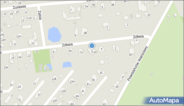 Brwinów, Żółwia, 7, mapa Brwinów