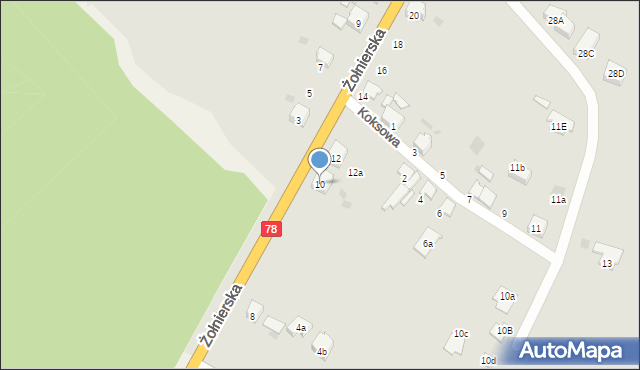 Bytom, Żołnierska, 10, mapa Bytomia