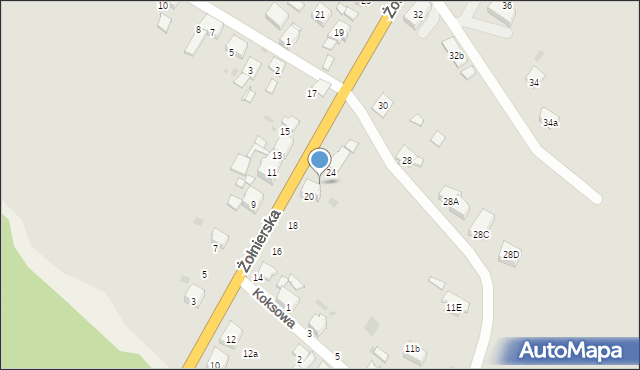 Bytom, Żołnierska, 22, mapa Bytomia