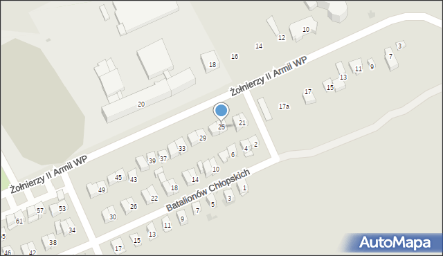 Garwolin, Żołnierzy II Armii Wojska Polskiego, 25, mapa Garwolin