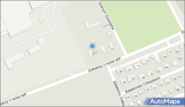 Garwolin, Żołnierzy II Armii Wojska Polskiego, 56, mapa Garwolin