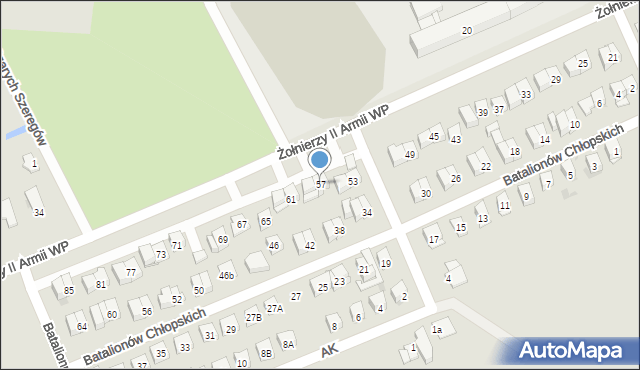 Garwolin, Żołnierzy II Armii Wojska Polskiego, 57, mapa Garwolin