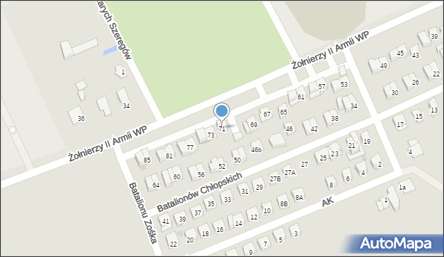 Garwolin, Żołnierzy II Armii Wojska Polskiego, 71, mapa Garwolin