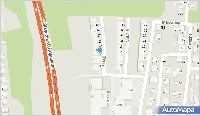 Gdynia, Zorzy, 11, mapa Gdyni