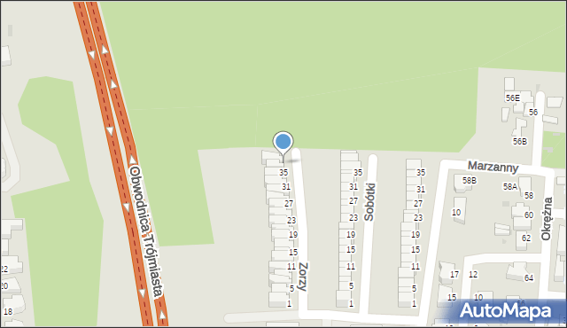 Gdynia, Zorzy, 37, mapa Gdyni