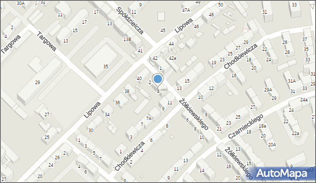 Gliwice, Żółkiewskiego Stanisława, hetm., 4, mapa Gliwic