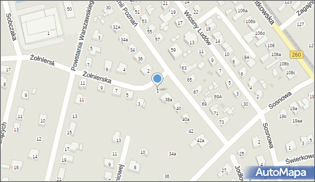 Gniezno, Żołnierska, 1, mapa Gniezna