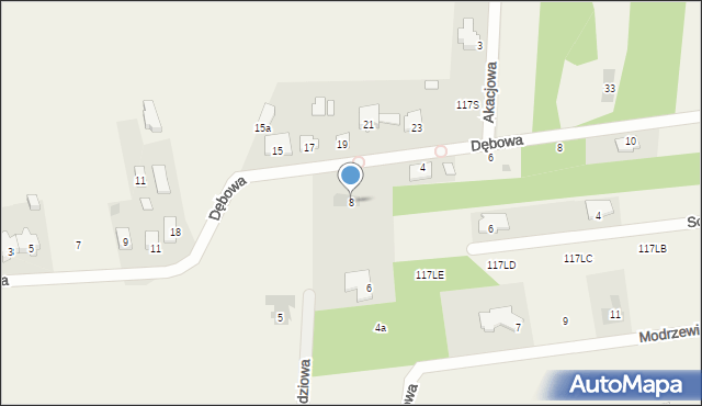 Janiszew, Żołędziowa, 8, mapa Janiszew