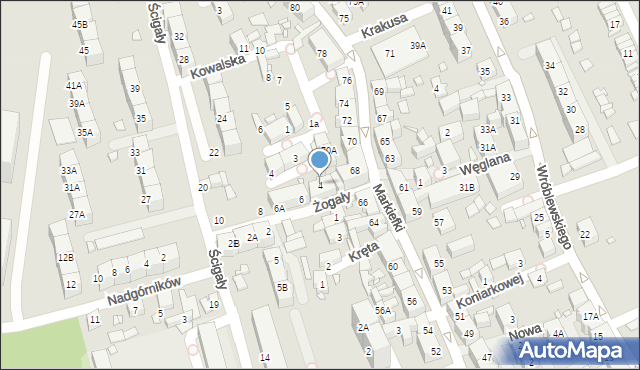 Katowice, Żogały Bruno, 4, mapa Katowic