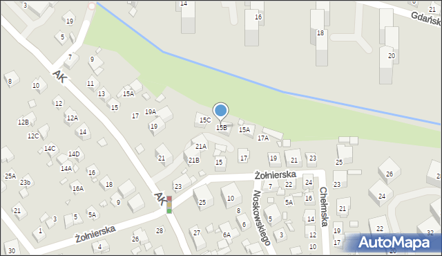 Katowice, Żołnierska, 15B, mapa Katowic