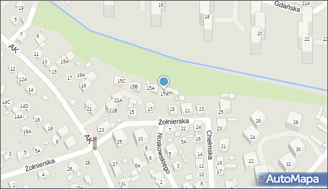 Katowice, Żołnierska, 17A, mapa Katowic