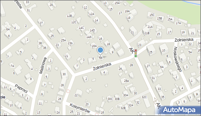 Katowice, Żołnierska, 5A, mapa Katowic