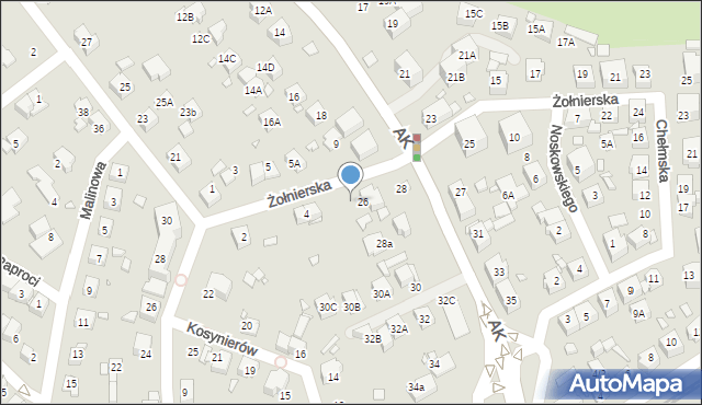 Katowice, Żołnierska, 6, mapa Katowic