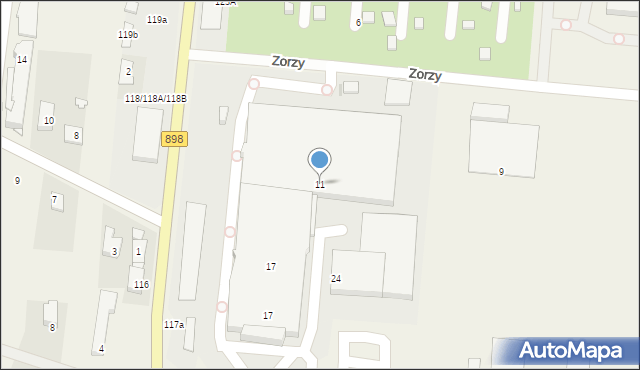 Klaudyn, Zorzy, 11, mapa Klaudyn